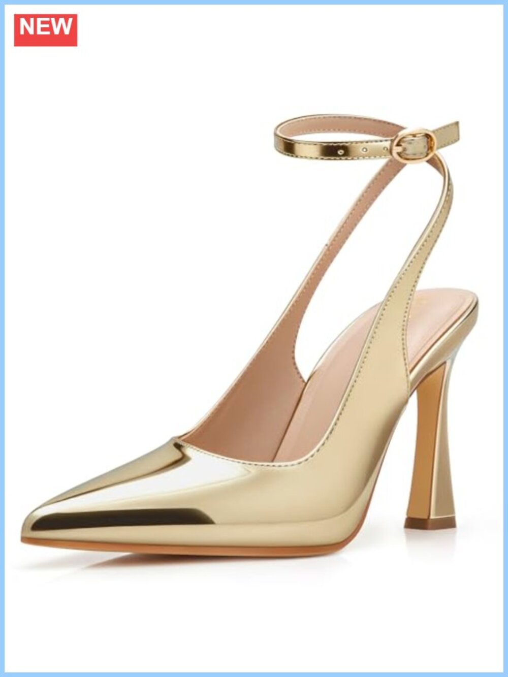 Women's Stiletto Slingback Heels Pointed Toe Faux Leather Pumps